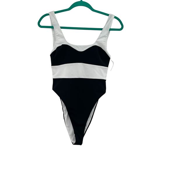 Mara Hoffman Idalia One Piece Swimsuit Colorblock‎ Black White Size Small - Picture 2 of 13